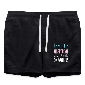 Rollerskater Party Feel Heartbeat On Wheels Gift - Badeshorts - Schwarz - Vorne - AI Model Male 185 light (185cm)