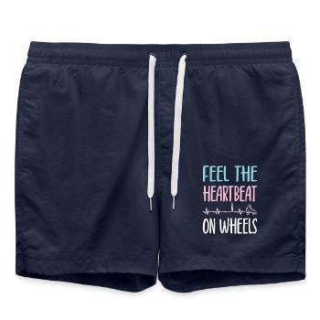 Rollerskater Party Feel Heartbeat On Wheels Gift - Badeshorts - French Navy - Vorne - AI Model Male 185 light (185cm)