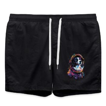 Border Collie - Badeshorts - Schwarz - Vorne - AI Model Male 185 light (185cm)