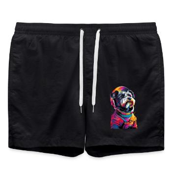 Zwergschnauzer - Badeshorts - Schwarz - Vorne - AI Model Male 185 light (185cm)