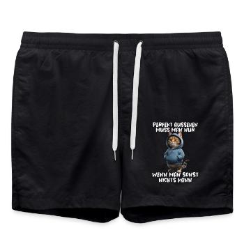 Drôle de chats disant amoureux des animaux Drôle de chat chat - Short de bain - noir - Devant - AI Model Male 185 light (185cm)
