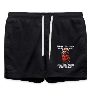 Funny Raccoon Saying Animal Lover Funny Raccoon - Swim Trunks - black - Front - AI Model Male 185 light (185cm)