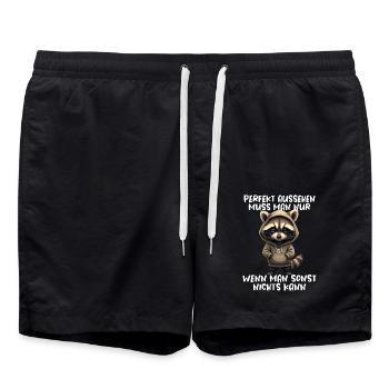 Drôle de raton laveur disant Amoureux des animaux Drôle de raton laveur - Short de bain - noir - Devant - AI Model Male 185 light (185cm)