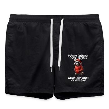 Drôle de raton laveur disant Amoureux des animaux Drôle de raton laveur - Short de bain - noir - Devant - AI Model Male 185 light (185cm)