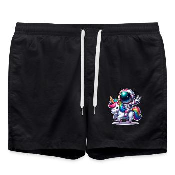 Licorne astronaute - Short de bain - noir - Devant - AI Model Male 185 light (185cm)