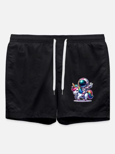 Astronaut Einhorn - Badeshorts - Schwarz