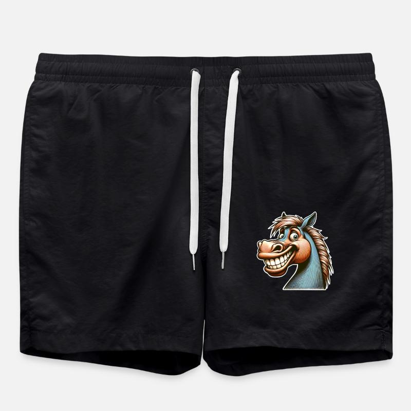 Cheval Sourire Drôle - Short de bain - noir
