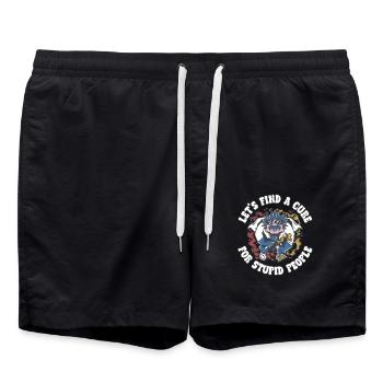 Let's find a cure for stupid people - Swim Trunks - black - Front - AI Model Male 185 light (185cm)