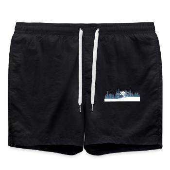 Winter-Skiabenteuer Winter Skiing Adventure - Swim Trunks - black - Front - AI Model Male 185 light (185cm)