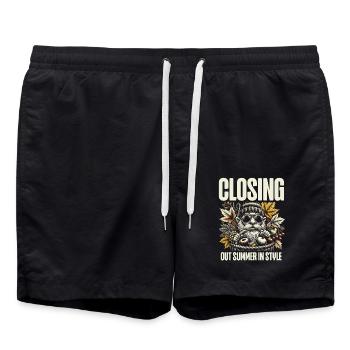 Sommer Stilvoll Schließen, Bereit Herbstschichten - Badeshorts - Schwarz - Vorne - AI Model Male 185 light (185cm)