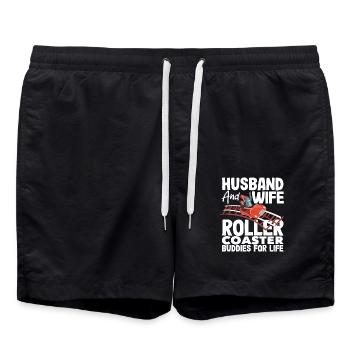 Couple Roller Coaster Friends for Life - Swim Trunks - black - Front - AI Model Male 185 light (185cm)