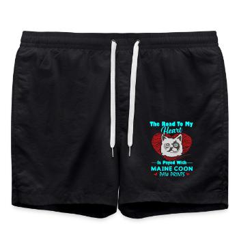 Funny Maine Coon Cat - Swim Trunks - black - Front - AI Model Male 185 light (185cm)
