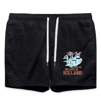 Let's Just Go And See The Sites Of Iceland - Swim Trunks - black - Front - AI Model Male 185 light (185cm)