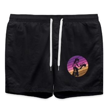 Retro Boxen Design Für Frauen - Badeshorts - Schwarz - Vorne - AI Model Male 185 light (185cm)