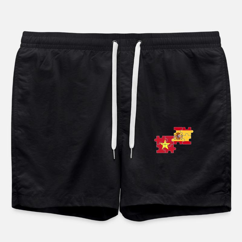 Vietnam Spain Flag Spanish Vietnamese - Swim Trunks - black