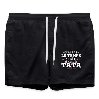 J'ai pas le temps j'ai bêtise avec tata - Short de bain - noir - Devant - AI Model Male 185 light (185cm)