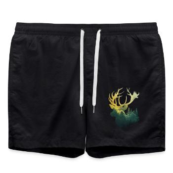 Forest deer silhouette closeness to nature - Swim Trunks - black - Front - AI Model Male 185 light (185cm)