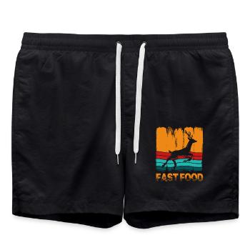 Rétro cerf fast-food impression élégante - Short de bain - noir - Devant - AI Model Male 185 light (185cm)
