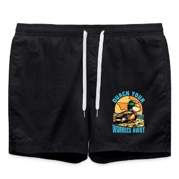 Mallard Duck Quack Your Worries Away Duck Hunting - Swim Trunks - black - Front - AI Model Male 185 light (185cm)