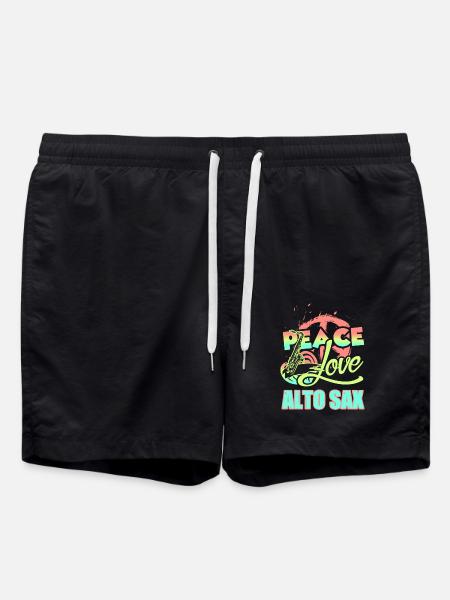 Peace Love Alto Saxophone - Swim Trunks - black