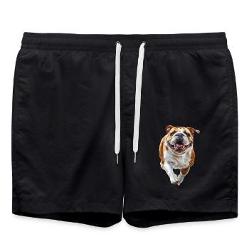 Englische Bulldogge - Badeshorts - Schwarz - Vorne - AI Model Male 185 light (185cm)