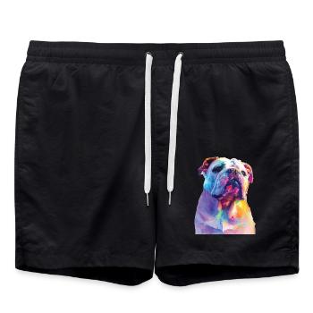 Englische Bulldogge - Badeshorts - Schwarz - Vorne - AI Model Male 185 light (185cm)