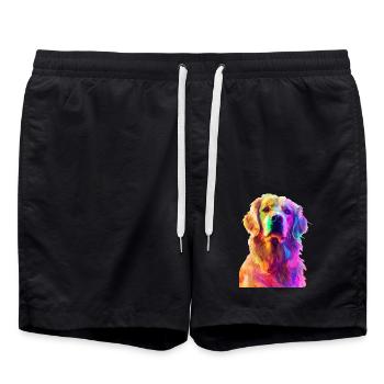 Golden Retriever - Badeshorts - Schwarz - Vorne - AI Model Male 185 light (185cm)