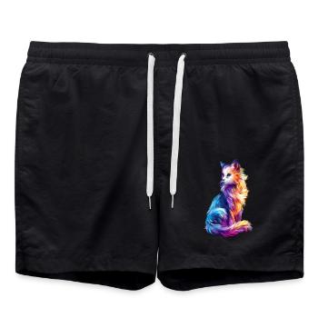 Katze - Badeshorts - Schwarz - Vorne - AI Model Male 185 light (185cm)
