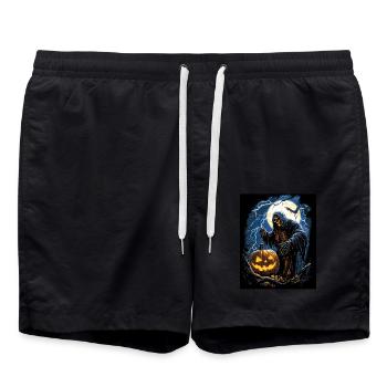 Halloween Gift Women Pumpkin Men Kids - Swim Trunks - black - Front - AI Model Male 185 light (185cm)