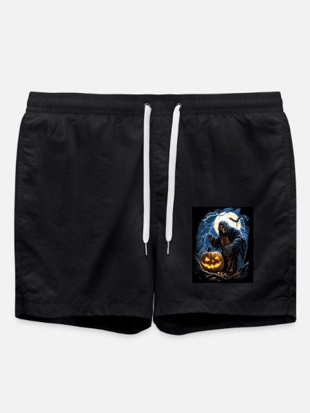 Halloween Geschenk Frauen Kürbis Männer Kinder - Badeshorts - Schwarz