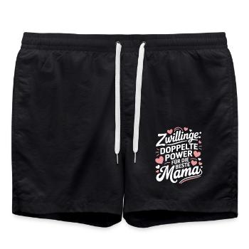 Zwillingsmutter Twin Mom Mama von Zwillingen - Badeshorts - Schwarz - Vorne - AI Model Male 185 light (185cm)