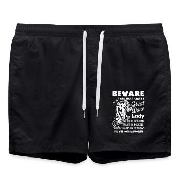 Beware I Am That Great Dane Lady - Swim Trunks - black - Front - AI Model Male 185 light (185cm)