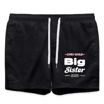 Nur Kind grosse Schwester 2025 - Badeshorts - Schwarz - Vorne - AI Model Male 185 light (185cm)