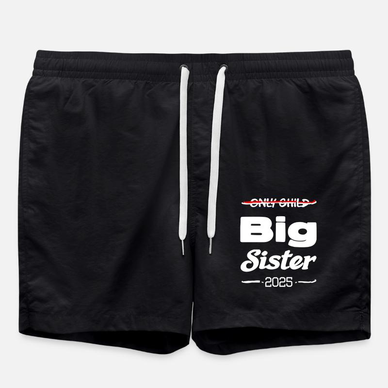 Nur Kind grosse Schwester 2025 - Badeshorts - Schwarz