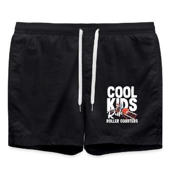 Cool kids ride roller coasters - Swim Trunks - black - Front - AI Model Male 185 light (185cm)