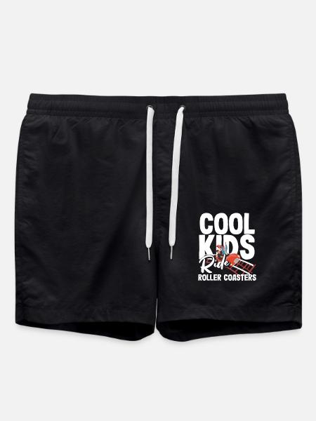 Cool kids ride roller coasters - Swim Trunks - black