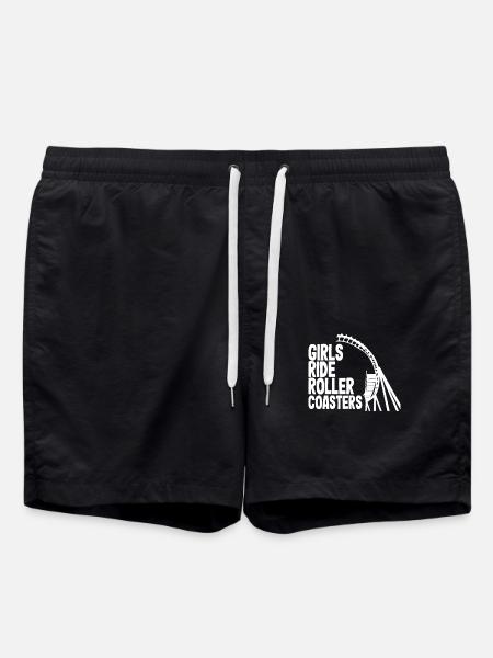Girls ride roller coasters - Swim Trunks - black
