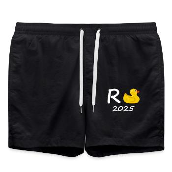 Duck Pension 2025 Pension Retirement Grandpa Grandma Pensioner - Swim Trunks - black - Front - AI Model Male 185 light (185cm)