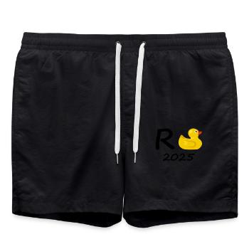 Duck Pension 2025 Pension Retirement Grandpa Grandma Pensioner - Swim Trunks - black - Front - AI Model Male 185 light (185cm)