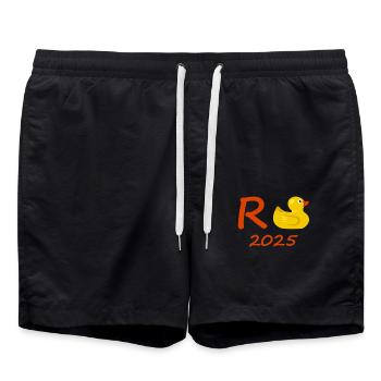 Duck Pension 2025 Pension Retirement Grandpa Grandma Pensioner - Swim Trunks - black - Front - AI Model Male 185 light (185cm)