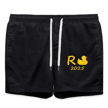Duck Pension 2025 Pension Retirement Grandpa Grandma Pensioner - Swim Trunks - black - Front - AI Model Male 185 light (185cm)