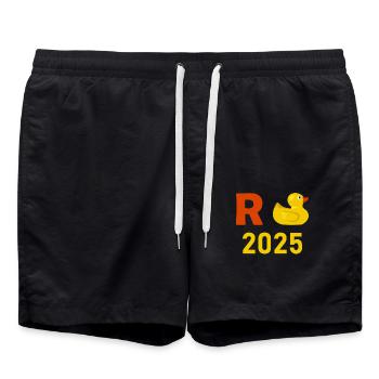 Ente Rente 2025 Pension Ruhestand Opa Oma Rentner - Badeshorts - Schwarz - Vorne - AI Model Male 185 light (185cm)