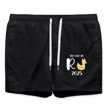 Duck Pension 2025 Pension Retirement Grandpa Grandma Pensioner - Swim Trunks - black - Front - AI Model Male 185 light (185cm)