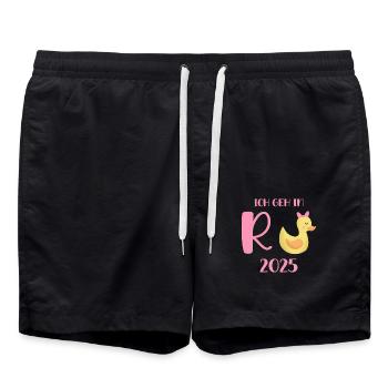 Duck Pension 2025 Pension Retirement Grandpa Grandma Pensioner - Swim Trunks - black - Front - AI Model Male 185 light (185cm)