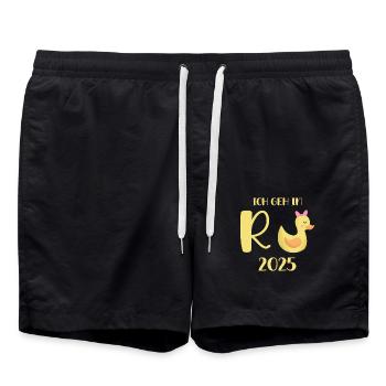 Ente Rente 2025 Pension Ruhestand Opa Oma Rentner - Badeshorts - Schwarz - Vorne - AI Model Male 185 light (185cm)