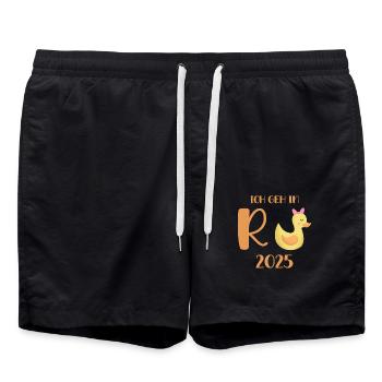 Duck Pension 2025 Pension Retirement Grandpa Grandma Pensioner - Swim Trunks - black - Front - AI Model Male 185 light (185cm)