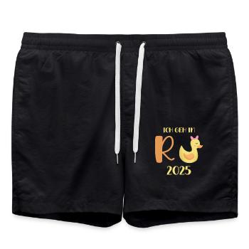 Duck Pension 2025 Pension Retirement Grandpa Grandma Pensioner - Swim Trunks - black - Front - AI Model Male 185 light (185cm)