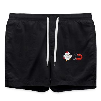 Drôle de poulet avec aimant - illustration mignonne - Short de bain - noir - Devant - AI Model Male 185 light (185cm)
