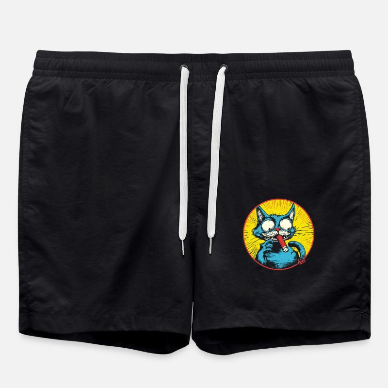 Coole Blaue Antihelden-Katze - Badeshorts - Schwarz