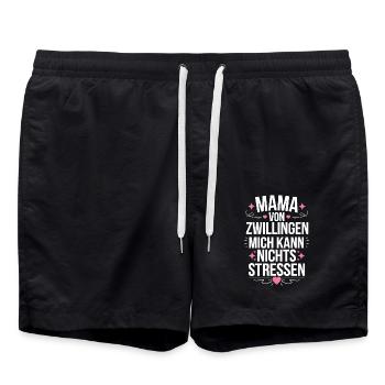 Zwillingsmama Mama von Zwillingen Zwillings Mutter - Badeshorts - Schwarz - Vorne - AI Model Male 185 light (185cm)
